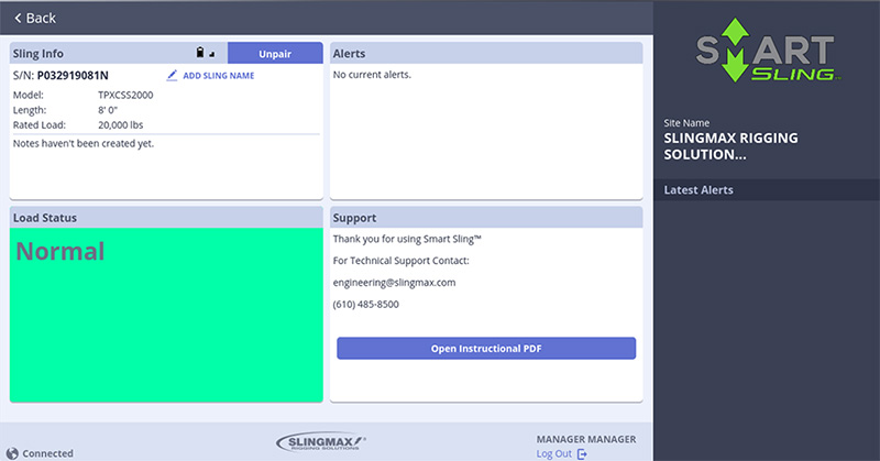 Smart Sling Software Screen shot